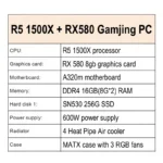 Rebuilt Gaming Pc R5 1500X with Rx 580 Graphics Card Ram 16g 256gb Ssd Officegaming Desktop Pc Computer - Image 2
